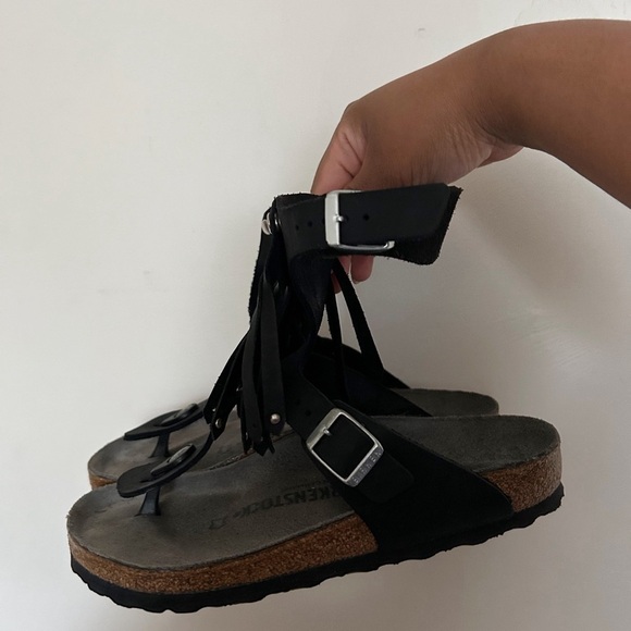 Birkenstock Leather high flower tassel sandals - Picture 4 of 9